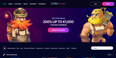 LyraCasino websted forhåndsvisning