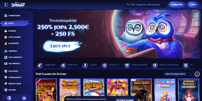 Prévia do site de Spinight
