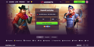 Wizebets websted forhåndsvisning