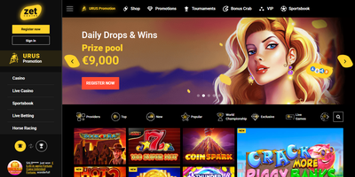 ZetCasino websted forhåndsvisning